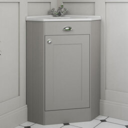 Affine Corner Bathroom Vanity Unit Basin Sink Traditional Cabinet Furniture Grey 580mm