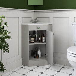 Affine Corner Bathroom Vanity Unit Basin Sink Traditional Cabinet Furniture Grey 580mm - thumbnail 2