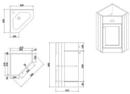 Affine Corner Bathroom Vanity Unit Basin Sink Traditional Cabinet Furniture Grey 580mm - thumbnail 5