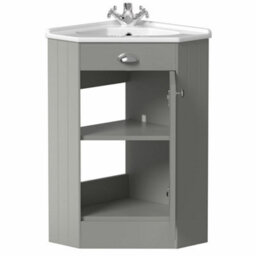 Affine Corner Bathroom Vanity Unit Basin Sink Traditional Cabinet Furniture Grey 580mm - thumbnail 4