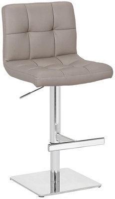 Lamboro Allegro Deluxe Kitchen Bar Stool, Faux Leather, Height Adjustable With Backrest, Breakfast & Home Barstool, Slate Grey - image 1