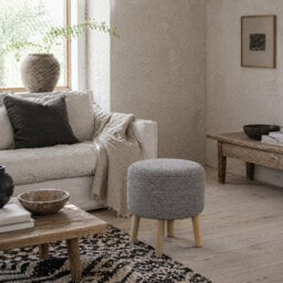 Wyld Haus Roli Linen-Look Light Grey Round Storage Ottoman 39 X 39 X 40 Cm - thumbnail 1