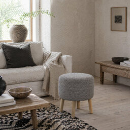 Wyld Haus Roli Linen-Look Light Grey Round Storage Ottoman 39 X 39 X 40 Cm