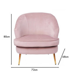 Fwstyle Pink Velvet Padded Cushioned Tub Chair Armchair - thumbnail 4