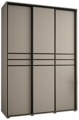 Arte Dakota X Sliding Door Wardrobe In Cashmere & Black - Premium Laminated Board - Pvc-Finished Edges - W170Cm X H235Cm X D60Cm - image 1