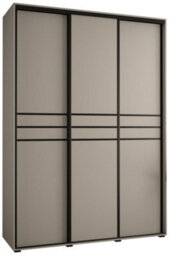 Arte Dakota X Sliding Door Wardrobe In Cashmere & Black - Premium Laminated Board - Pvc-Finished Edges - W170Cm X H235Cm X D60Cm