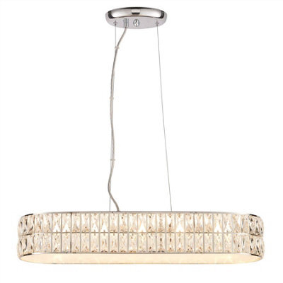 Luminosa Lighting Luminosa Verina Led 5 Light Bar Pendant Chrome, Crystal Glass Detail