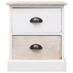 Berkfield Nightstands 2 Pcs White And Natural 38X28X45 Cm Paulownia Wood - thumbnail 4
