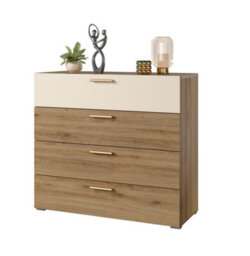 Arte Vertina 27 Stylish Spacious Chest Of Drawers W1000mm H910mm D410mm - Oak & Beige, 4 Drawers - thumbnail 3