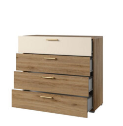 Arte Vertina 27 Stylish Spacious Chest Of Drawers W1000mm H910mm D410mm - Oak & Beige, 4 Drawers - thumbnail 2