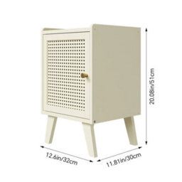 Bedside Table Nightstand Bamboo Storage Cabinet Bedroom Organizer Home Furniture - thumbnail 2