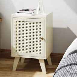 Bedside Table Nightstand Bamboo Storage Cabinet Bedroom Organizer Home Furniture - thumbnail 1