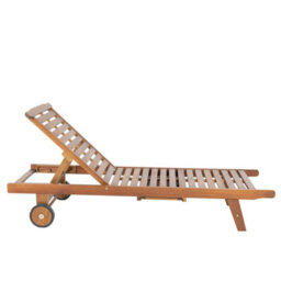 Charles Bentley Fsc Acacia Wooden Reclining Sun Lounger With Pull Out Tray - thumbnail 5