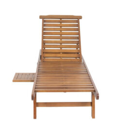 Charles Bentley Fsc Acacia Wooden Reclining Sun Lounger With Pull Out Tray - thumbnail 6