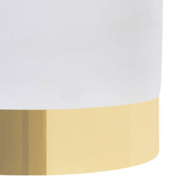 Beliani Velvet Round Pouffe In Ivory-White With Gold Trim, 39Cm Diameter, Compact Footstool - thumbnail 5