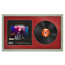 "30X17"" Green Modern Vinyl Record Frame With Crimson Mount For 12 Inch Lp Album Cover & Disc - Ak Frames" - thumbnail 1