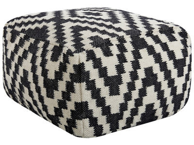 Wyld And Coco Casanova Pouffe Ottoman Black And White Wool 56 X 56 Cm - image 1