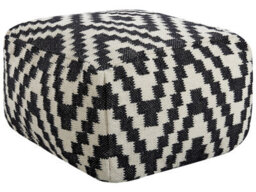 Wyld And Coco Casanova Pouffe Ottoman Black And White Wool 56 X 56 Cm - thumbnail 1