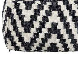 Wyld And Coco Casanova Pouffe Ottoman Black And White Wool 56 X 56 Cm - thumbnail 4