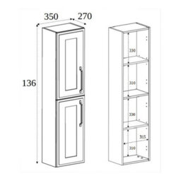 Heze Furniture Classic Tall Bathroom 2 Door Wall Cabinet - Black - thumbnail 6