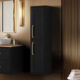 Heze Furniture Classic Tall Bathroom 2 Door Wall Cabinet - Black