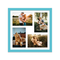12X12 Inch 4 Opening Photo Collage Frame, Display Four 6X4 Inch Photos, Multi Aperture Family Picture Frame, Turquoise