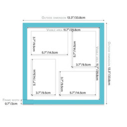 12X12 Inch 4 Opening Photo Collage Frame, Display Four 6X4 Inch Photos, Multi Aperture Family Picture Frame, Turquoise - thumbnail 4