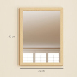 Homcom 30 X 40 Cm Wall Bathroom Mirror, Vanity Mirror, Set Of 2, Natural - thumbnail 3