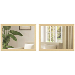 Homcom 30 X 40 Cm Wall Bathroom Mirror, Vanity Mirror, Set Of 2, Natural - thumbnail 2