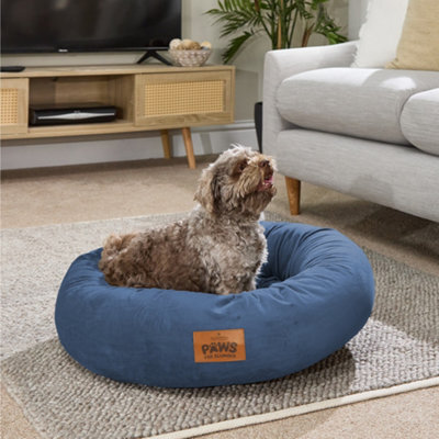 Slumberdown Paws For Slumber Donut Pet Bed, Navy, Medium, 65Cm Diameter - image 1