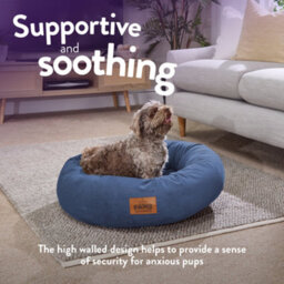 Slumberdown Paws For Slumber Donut Pet Bed, Navy, Medium, 65Cm Diameter - thumbnail 3