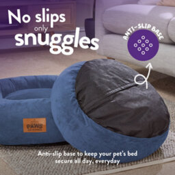 Slumberdown Paws For Slumber Donut Pet Bed, Navy, Medium, 65Cm Diameter - thumbnail 5