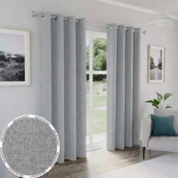 Moonlight Bedding Linen Texture 100%blackout Eyelet Curtain Pair Thermal Insulated For Summer Winter Curtains (Silver,90''x90'') - thumbnail 1