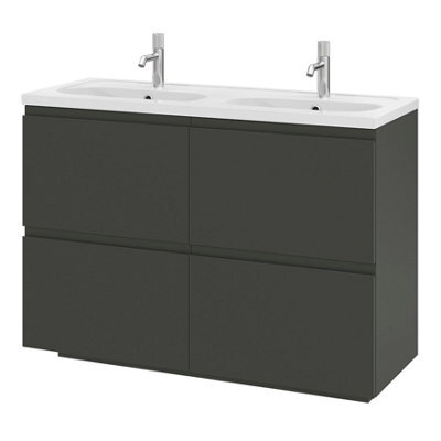GoodHome Levanna Matt Dark Grey Freestanding Vanity Unit & Basin Set (W)1200mm (H)850mm - image 1