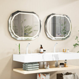 Costway Led Bathroom Mirror Single Beveled Edge Anti-Fog Mirror With 3 Color Led Light - thumbnail 4