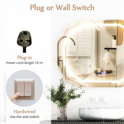 Costway Led Bathroom Mirror Single Beveled Edge Anti-Fog Mirror With 3 Color Led Light - thumbnail 9