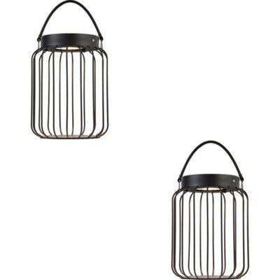 Loops 2 Pack Metal Caged Solar Powered Table Lamp - Dusk Dawn Sensor - Ip44 Outdoor Hanging Table Light - image 1