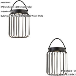 Loops 2 Pack Metal Caged Solar Powered Table Lamp - Dusk Dawn Sensor - Ip44 Outdoor Hanging Table Light - thumbnail 2