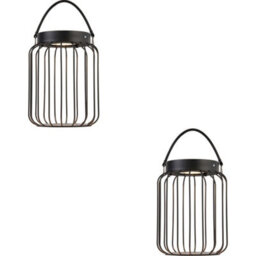 Loops 2 Pack Metal Caged Solar Powered Table Lamp - Dusk Dawn Sensor - Ip44 Outdoor Hanging Table Light - thumbnail 1