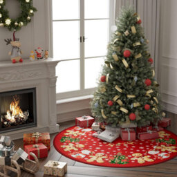 CLEFFNS Christmas Tree Skirt 90Cm Gingerbread Funny Xmas Home Party Decor Seasonal Winter New Year Tree Decorations Mat For Gifts - thumbnail 3