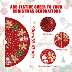 CLEFFNS Christmas Tree Skirt 90Cm Gingerbread Funny Xmas Home Party Decor Seasonal Winter New Year Tree Decorations Mat For Gifts - thumbnail 5