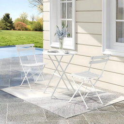 Living And Home White 3-Piece Outdoor Folding Bistro Set