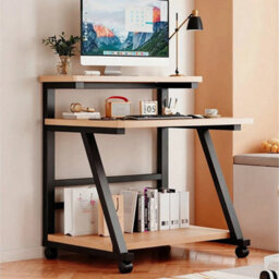 3 Tier Mobile Computer Desk Laptop Table Writing Desk Workstation Shelf Trolley - thumbnail 4