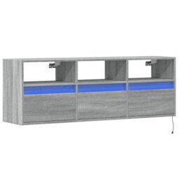 Berkfield Tv Wall Cabinet With Led Lights Grey Sonoma 130X31X45 Cm - thumbnail 3