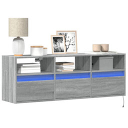 Berkfield Tv Wall Cabinet With Led Lights Grey Sonoma 130X31X45 Cm - thumbnail 1