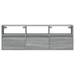 Berkfield Tv Wall Cabinet With Led Lights Grey Sonoma 130X31X45 Cm - thumbnail 6