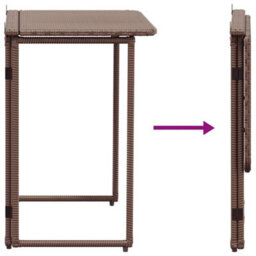 Berkfield Folding Garden Table Brown 90X51X75 Cm Poly Rattan - thumbnail 7