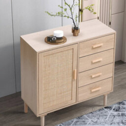 Wood Bedside Cabinet Chest Of 4 Drawers Storage - thumbnail 3