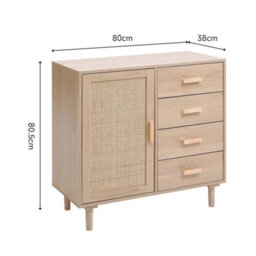 Wood Bedside Cabinet Chest Of 4 Drawers Storage - thumbnail 2