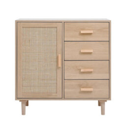 Wood Bedside Cabinet Chest Of 4 Drawers Storage - thumbnail 1